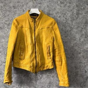 🚩steal authentic Dolce & Gabbana Mustard Leather Jacket